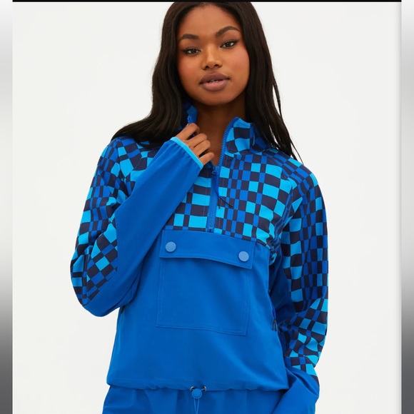 Beach Riot ATTICUS PULLOVER IMPERIAL BLUE CHECK - Picture 3 of 6